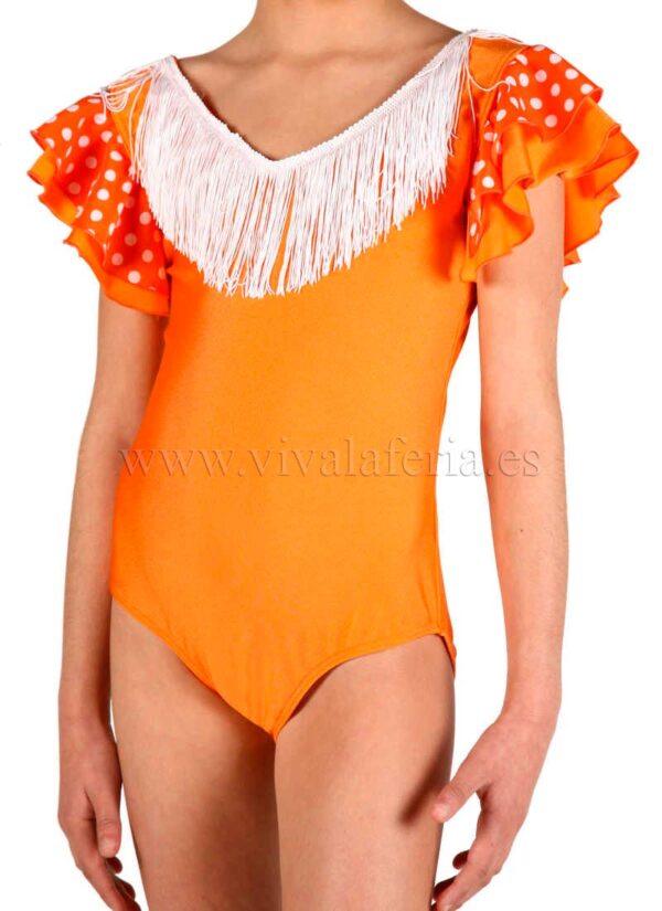Maillot baile flamenco niña naranja