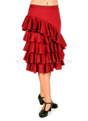 Falda de baile flamenco corta con volantes