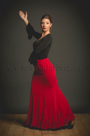 Bodys de dança flamenca preta com mangas