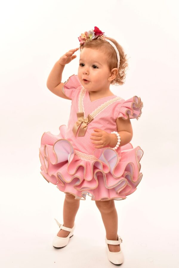 Rosafarbenes Flamenco-Kleid mit Höschen für Babys