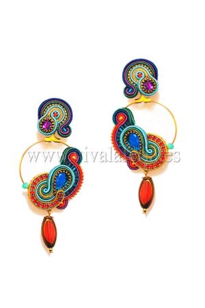 Fine hoop flamenco jewelry earring with red crystal tear