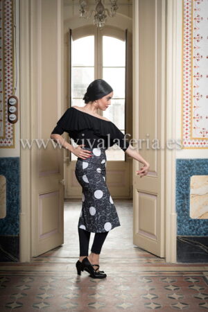 Falda de baile flamenco corta con lunares modelo Bangui de Davedans