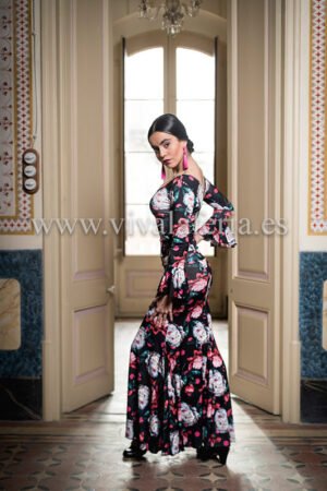 Falda flamenca Mirabel cintura alta estampado floral