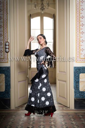 Sarnen printed long flamenco dance skirt