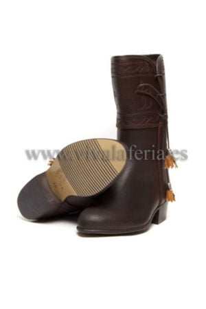 High-top leather cowboy boot for children with fringes