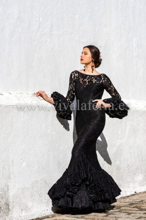 Vestido de flamenca color negro Palenque Creaciones Maricruz