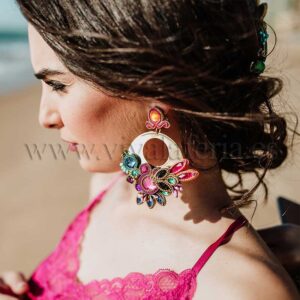 Flamenco hoop-shaped earrings with stones