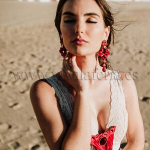 Coral flamenco jewelry earrings by Candela de Reina