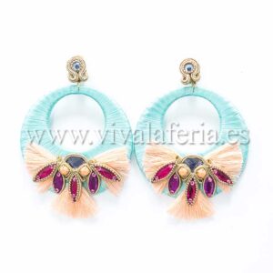 Orecchini gioielli flamenco tonalità pastello con ornamenti in pietra