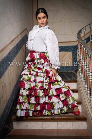 Camisa flamenca blanca con encaje Leman de Davedans