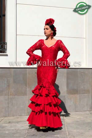 Vestido de flamenca barato color Rojo modelo Carmesí