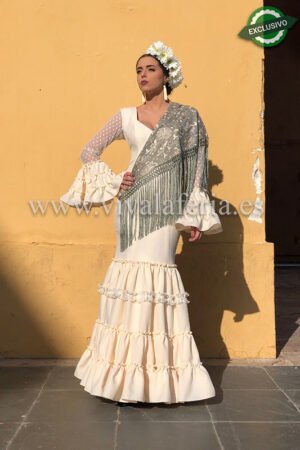 Vestido de flamenca barato color Beige modelo Plana Canastero