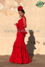 Traje de flamenca barato color Rojo modelo Plana Canastero