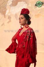 Traje de flamenca barato color Rojo modelo Plana Canastero