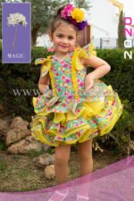Vestido de gitana corto para niña estampado amarillo modelo Cayetana