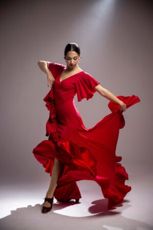 Vestido de flamenco para bailar modelo Olas Punto Elástico