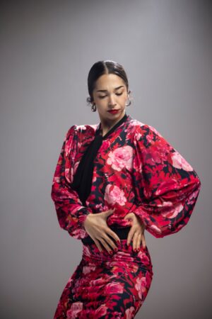 Top para bailar flamenco modelo Ceniza Punto Elástico Estampado