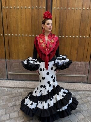 Black and White Flamenco Dress Jerez Model | Exclusive Viva La Feria Collection
